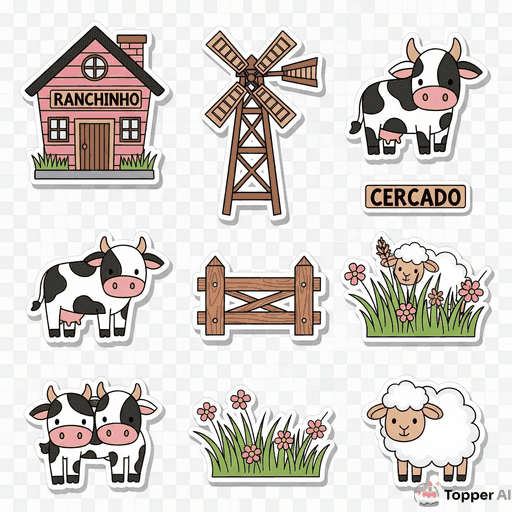 Topo de Bolo Fazendinha Rosa