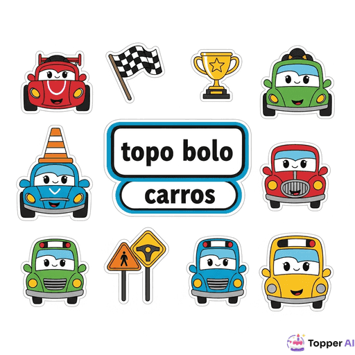 Topo de Bolo Temático Carros
