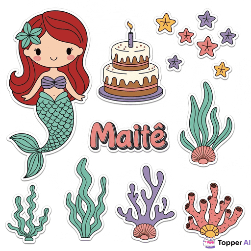 Topo de Bolo Temático Sereia 3D