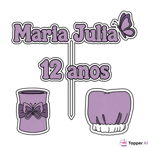 Topper de bolo borboletas lilás