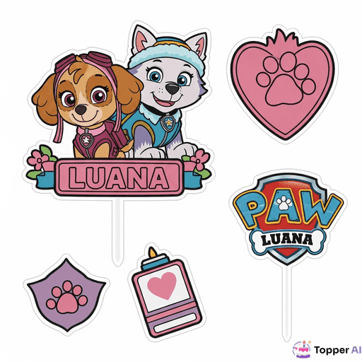 Topo de Bolo Patrulha Canina Skye e Everest