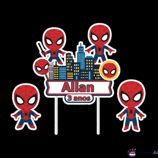 Topo de Bolo Temático Homem-Aranha