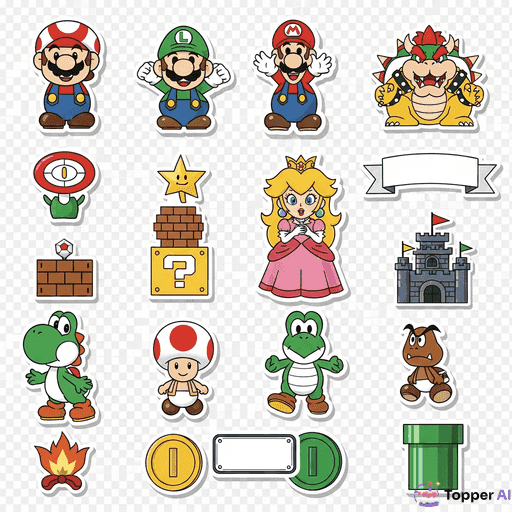 Topo de Bolo Temático Super Mario