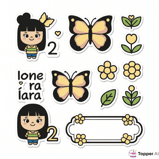 Topper de Bolo Decorativo com Borboletas