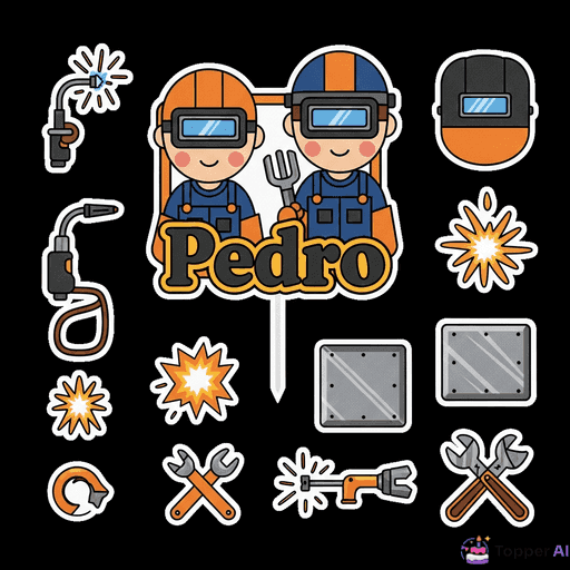 Topper de bolo tema profissão: Soldador