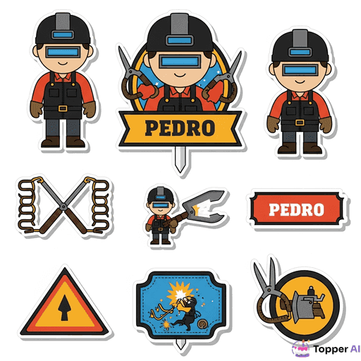 Topper de bolo temático profissão soldador