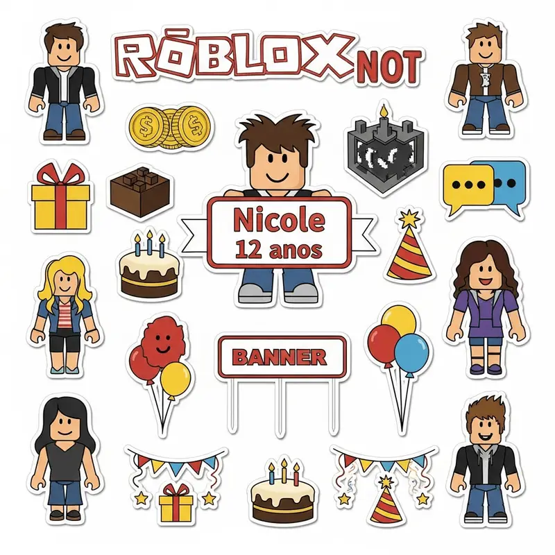 Topo de Bolo Temático Roblox