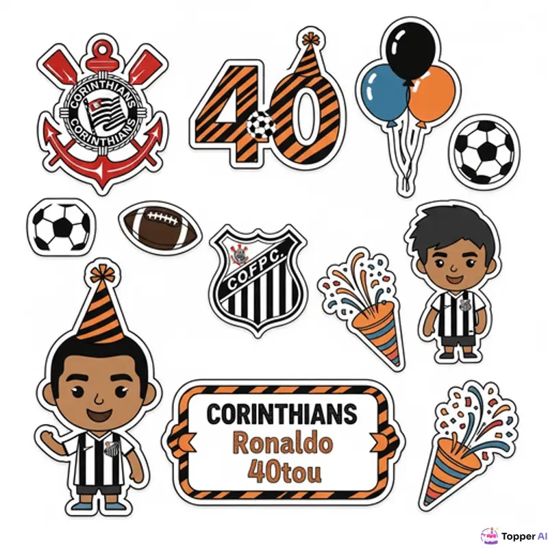 Topo de Bolo Temático de Futebol