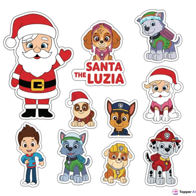 Topo de Bolo Patrulha Canina e Santa Luzia