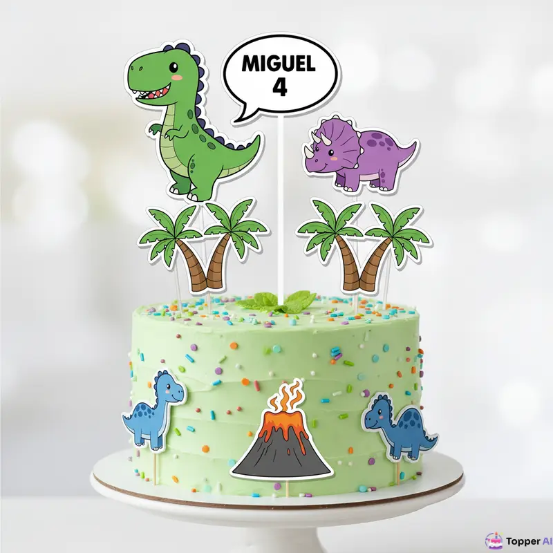 Topo de Bolo Dinossauros Infantil